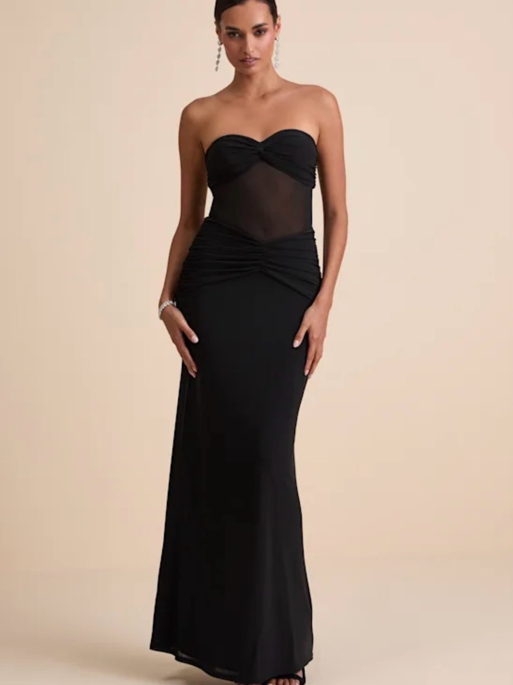 Strapless Black midi dress